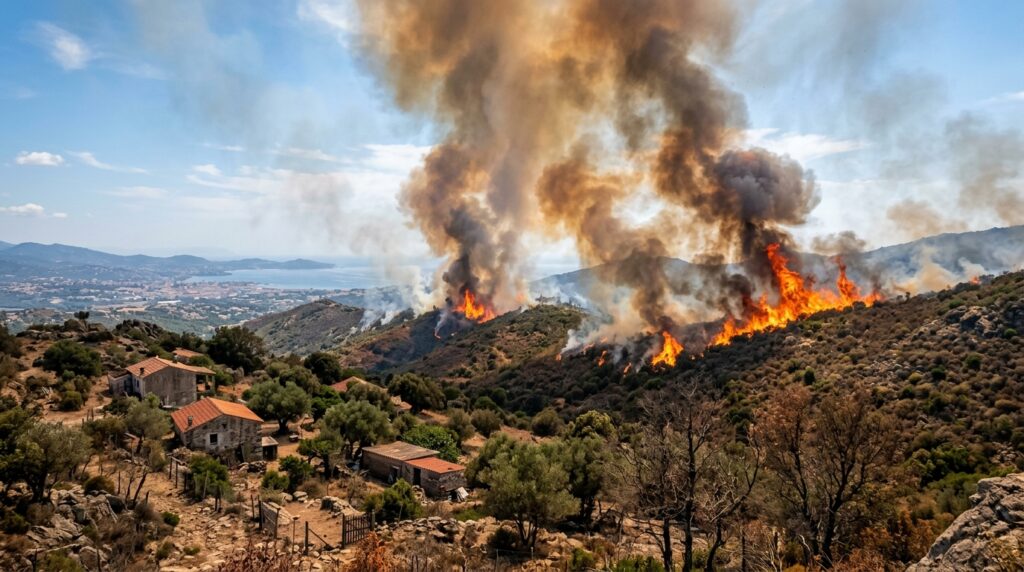 Allerta Incendi in Corsica: Vasto rogo minaccia le porte di Ajaccio